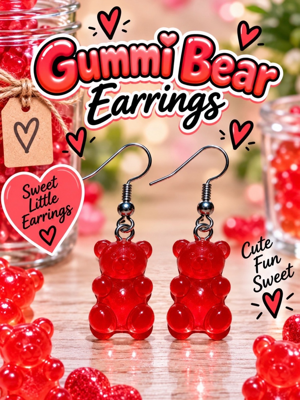 Gummi Bear Earrings - Red